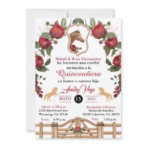 Red Cowgirl Western , Quinceanera Invite