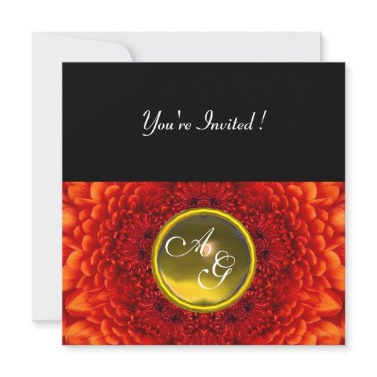 RED DAHLIA, TOPAZ monogram ,bright  black yellow