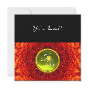 RED DAHLIA, TOPAZ monogram ,bright  black yellow