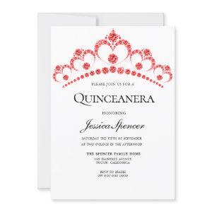 Red Diamond Tiara Quinceanera Party Invite