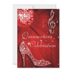 Red Disco Ball and Sparkle Heels Quinceañera