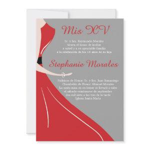 Red Dress Silhouette Quinceanera