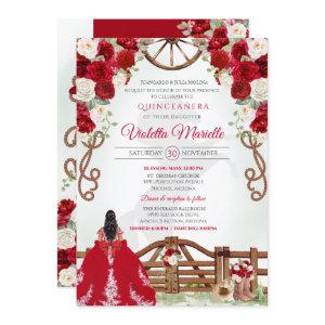 Red Elegant Rustic Western Charro Quinceanera