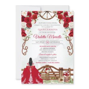 Red Elegant Rustic Western Charro Quinceanera V10