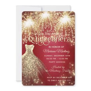 Red fancy firework gold sparkle dress