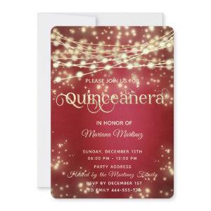 Red fancy String lights gold sparkle