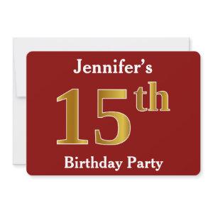 Red, Faux Gold 15th Birthday Party + Custom Name