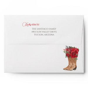 Red Floral Country Western Vaquera Envelope