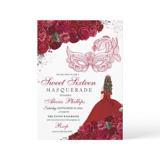 Red Floral Masquerade Sweet 16