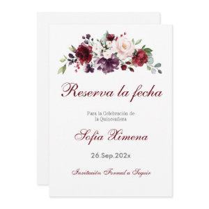 Red Floral Quinceanera Save The Date