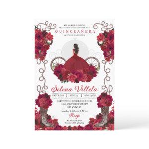 Red Floral Western Cowgirl Boots Quinceanera