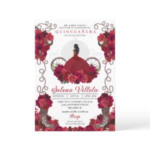 Red Floral Western Cowgirl Boots Quinceanera