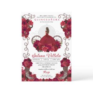 Red Floral Western Cowgirl Boots Quinceanera