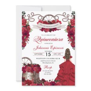 Red Floral Western Ranchero Quinceanera