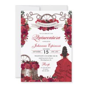 Red Floral Western Ranchero Quinceanera