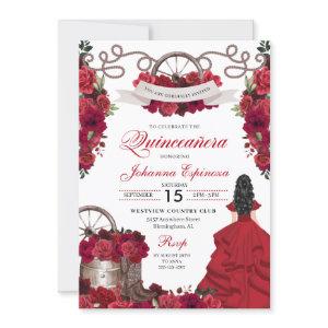 Red Floral Western Ranchero Quinceanera