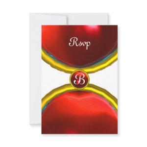 RED GEMSTONE GOLD MAGIC RINGS ,MONOGRAM rsvp