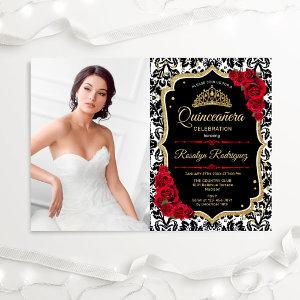Red Gold Black Photo Quinceanera
