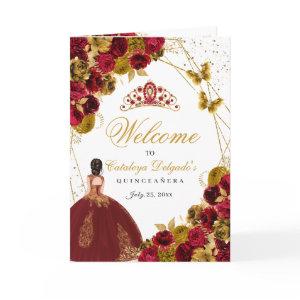 Red & Gold Butterfly Quinceanera Program