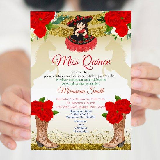 Red gold Charro Quinceañera