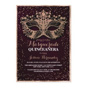 Red Gold Glitter Confetti Masquerade Quinceañera