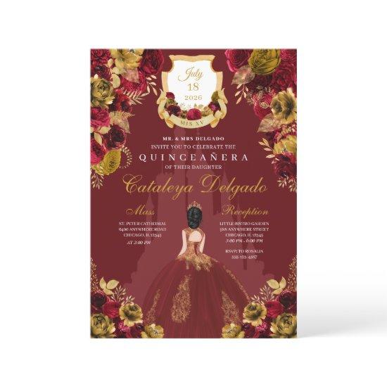 Red & Gold Princess Castle Quinceañera