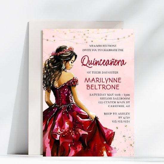 Red Gold Princess Quinceañera