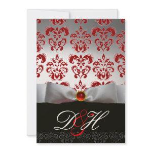RED GOLD RIBBON & BLACK DAMASK MONOGRAM Ruby