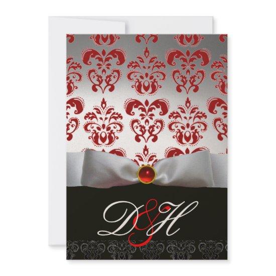 RED GOLD RIBBON & BLACK DAMASK MONOGRAM Ruby
