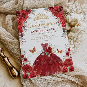Red Gold Roses Princess Quinceañera Mis Quince