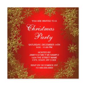 Red Gold Snowflake Christmas Party