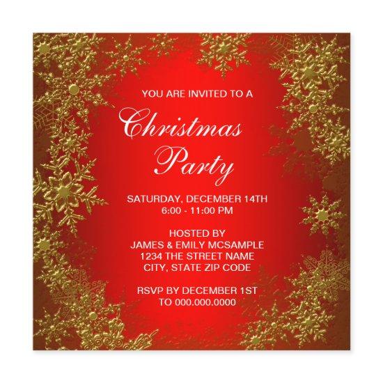 Red Gold Snowflake Christmas Party