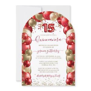 Red Gold Sparkle Quinceañera Balloon