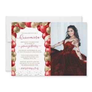 Red Gold Sparkle Quinceañera Balloon Photo