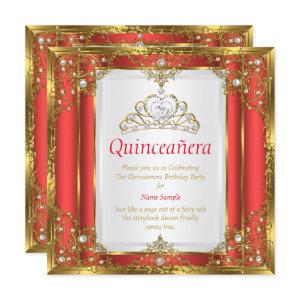 Red Gold White Pearl Princess Quinceanera