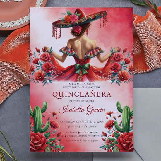Red Green Mexican Style Quinceañera