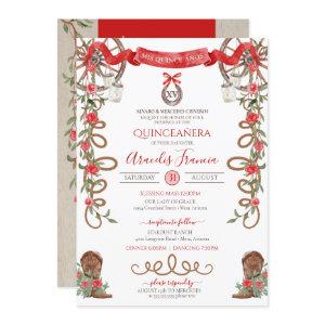Red Green Rustic Boho Western Charra Quinceanera I