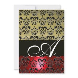RED GREY BLACK  DAMASK MONOGRAM ,bright white