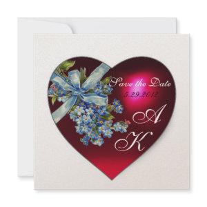 RED HEART & FORGET ME NOT MONOGRAM Gold Metallic