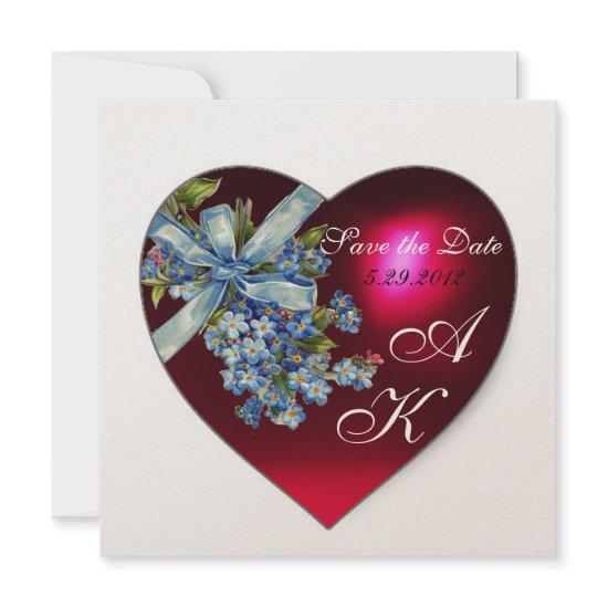 RED HEART & FORGET ME NOT MONOGRAM Gold Metallic