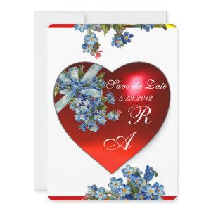 RED HEART & FORGET ME NOTS MONOGRAM blue champagne
