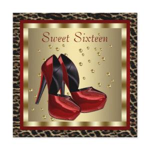 Red High Heel Shoes Leopard Sweet Sixteen Birthday