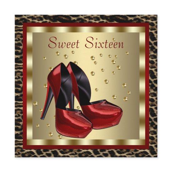 Red High Heel Shoes Leopard Sweet Sixteen Birthday