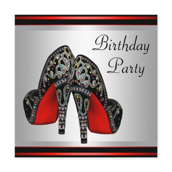 Red High Heel  Shoes Red Black Birthday Party