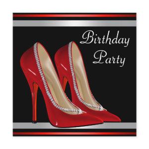 Red High Heel  Shoes Red Black Birthday Party