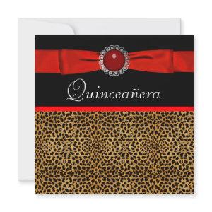 Red Leopard Red Quinceañera