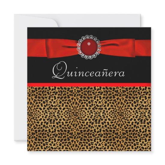 Red Leopard Red Quinceañera