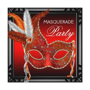 Red Mask Black Red Masquerade Party