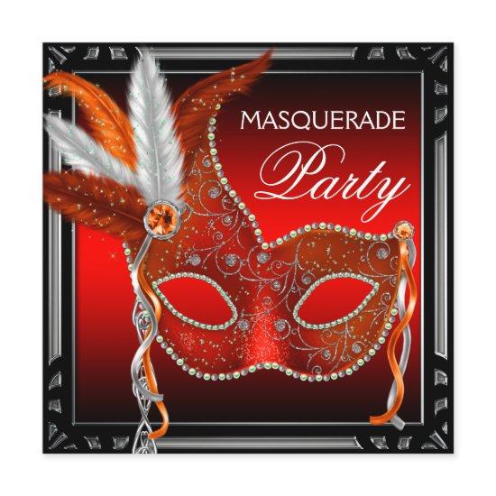Red Mask Black Red Masquerade Party