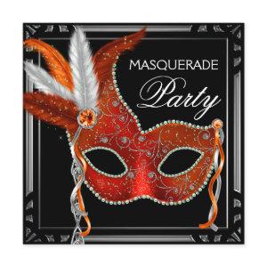Red Mask Black Red Masquerade Party